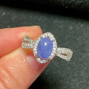 Natural Tanzanite Ring CZ Tanzanite Ring Adjustable Ring